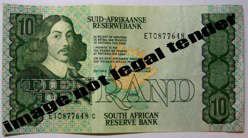 SA R10.00 GPC de KOCK 3rd issue.  Ser. No. ET 0877648C USED NOTE.