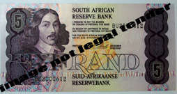 SA R5.00 CL Stals  1st issue  Ser. No. BU2000612. See comments below
