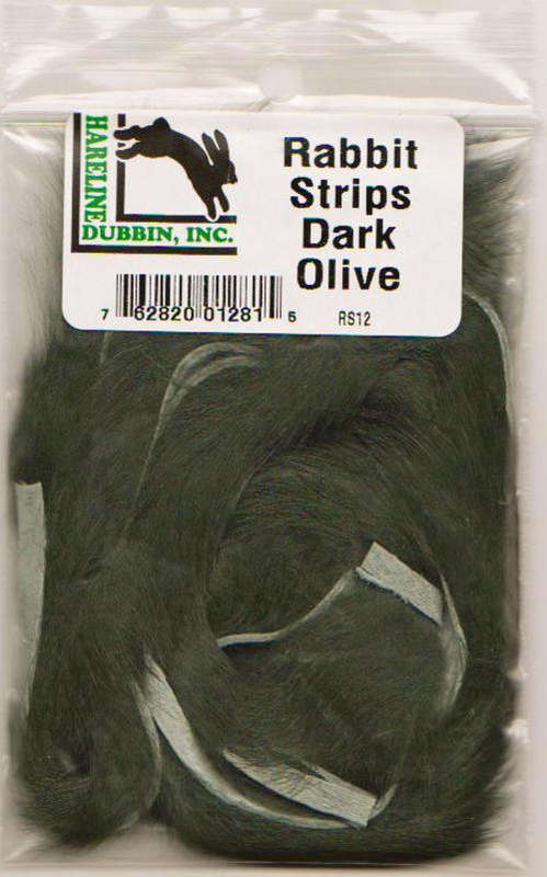 Hareline  Rabbit strips (Dark Olive) - Fly fishing/Fly tying