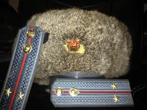 Russian Officers Cap (Ushanka) Genuine rabbit fur.