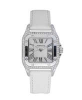 AAA Branded Watches - TOMATO - ENCHANTED - Ladies Square Dial with Stones and White Strap