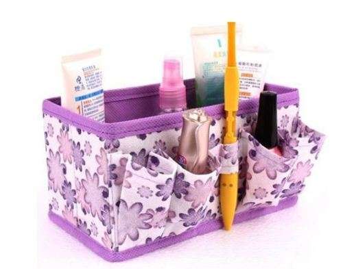 Folding Multifunction Makeup Cosmetic Storage Box Container Organizer -- Purple