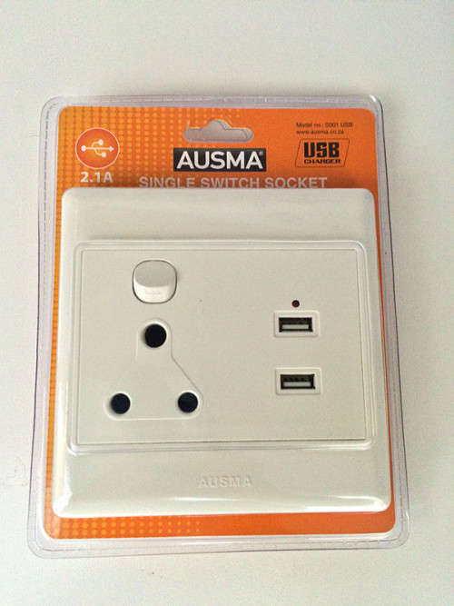 Single Switched Socket Outlet with USB Charger