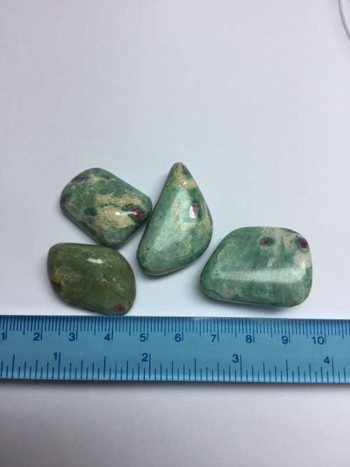 Batch of 4 tumbled  ruby zoisite stones