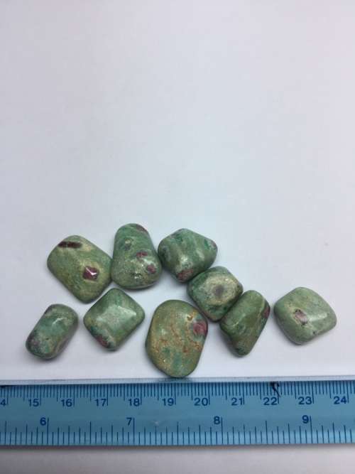 Batch of 9 tumbled  ruby zoisite stones