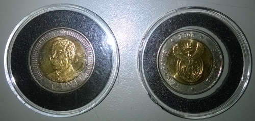 MANDELA BIRTHDAY COIN - ONE BID FOR 2 COINS