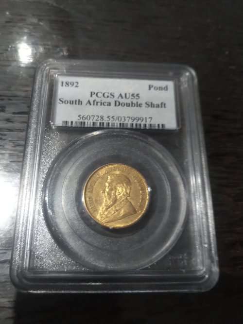 1892 PCGS AU55 SOUTH AFRICA DOUBLE SHAFT POND