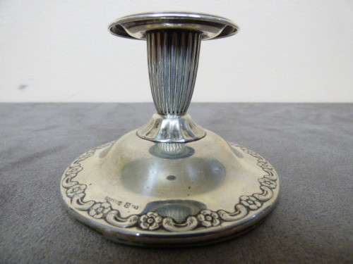 A GORGEOUS ANTIQUE (HALLMARKED 830 S) SILVER CANDLE STICK HOLDER. FABULOUS!!