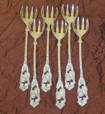 THREE AMAZING SETS (OF SIX) VINTAGE (SOLID) SILVER CAKE FORKS w/ BEAUTIFUL ORNATE DETAILING bid/set