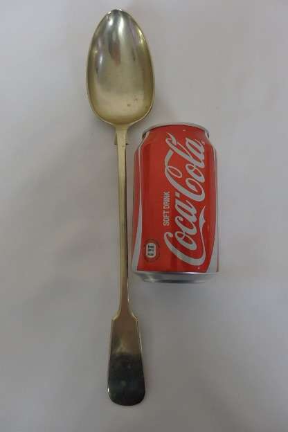 A SUPERB ANTIQUE AUSTRIAN MADE (X-LARGE) 33cm LONG SILVER PLATED SERVING SPOON WITH HALLMARK STAMP
