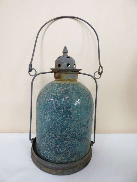 A BEAUTIFUL STAINED GLASS TABLE OR HANGING CANDLE LANTERN. ABSOLUTELY GORGEOUS!!