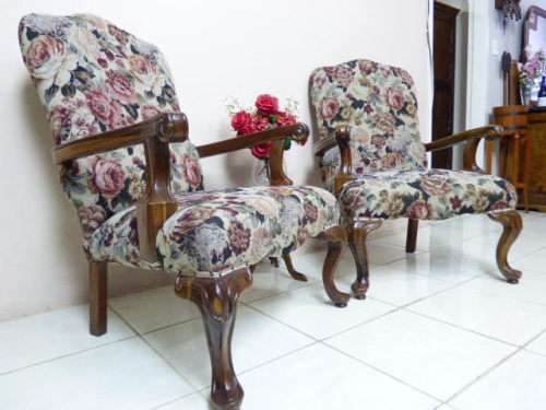 TWO BEAUTIFUL "QUEEN ANNE CHIPPENDALE" STYLE ARM CHAIRS. NEWLY UPHOLSTERED. STUNNING!!!Bid/chair