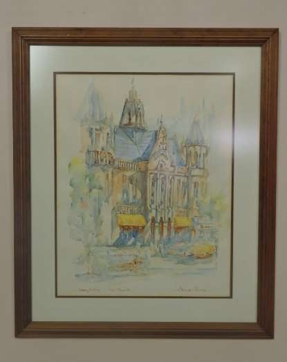 A SUPERB ORIGINAL WATERCOLOUR PAINTING OF "THE LIBRARY BUILDING - P.E." BY EDMUND BARTON (1 of 8)