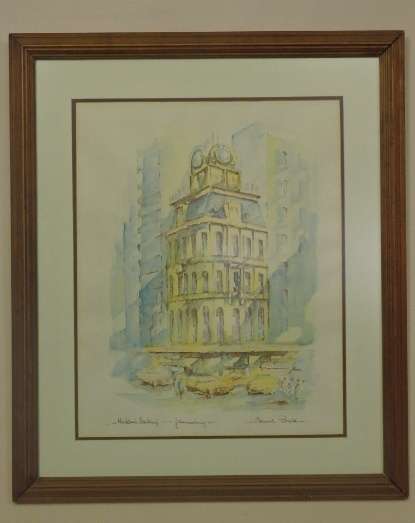 A FANTASTIC ORIGINAL WATERCOLOUR PAINTING OF "MARKHAM'S BUILDING - JHB" BY EDMUND BARTON (6 of 8)