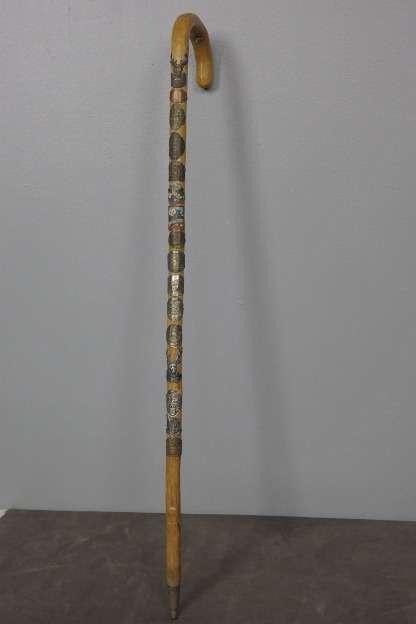 AN AWESOME GERMAN MADE VINTAGE WALKING STICK WITH MOUNTAIN RESORT BADGES FROM GERMANY & AUSTRIA
