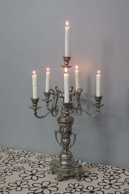 A SPECTACULAR ANTIQUE ORNATE "ART NOUVEAU" SIX CANDLE CANDELABRA IN MAGNIFICENT CONDITION
