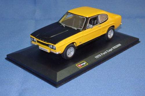 AN INCREDIBLE (BOXED) BBURAGO 1:32 SCALE YELLOW 1970 FORD CAPRI RS2600 DIE CAST MODEL CAR