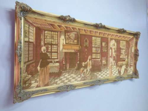 A MAGNIFICENT LARGE,  WALL HANGING CARPET IN A BEAUTIFUL ORNATE FRAME!!! FABULOUS!!!