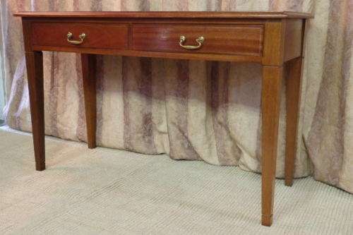 AN AWESOME BEAUTIFULLY MADE DOUBLE DRAWER HALLWAY TABLES w/ BRASS HANDLES bid/table