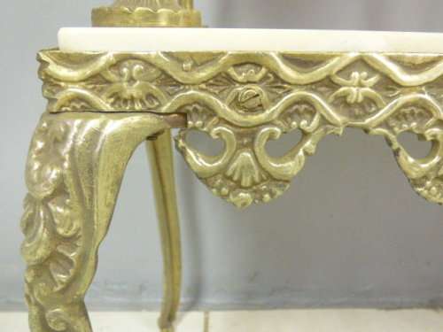 A SUPERB VINTAGE QUEEN ANNE STYLE SOLID BRASS & MARBLE TELEPHONE TABLE IN GREAT CONDITION!!