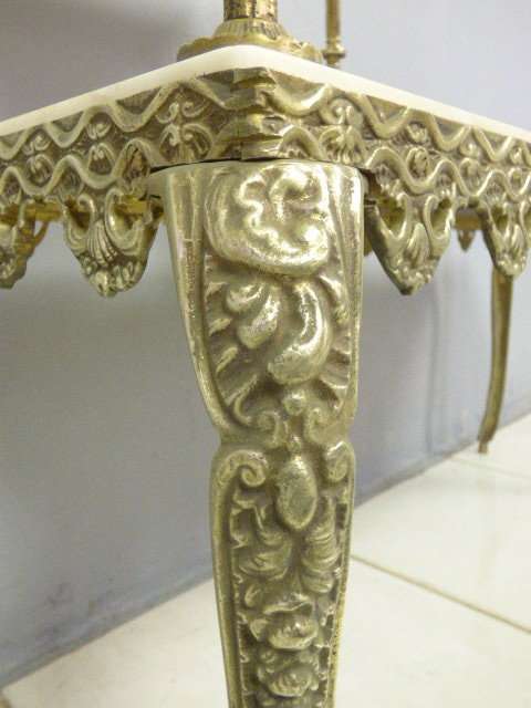 A SUPERB VINTAGE QUEEN ANNE STYLE SOLID BRASS & MARBLE TELEPHONE TABLE IN GREAT CONDITION!!