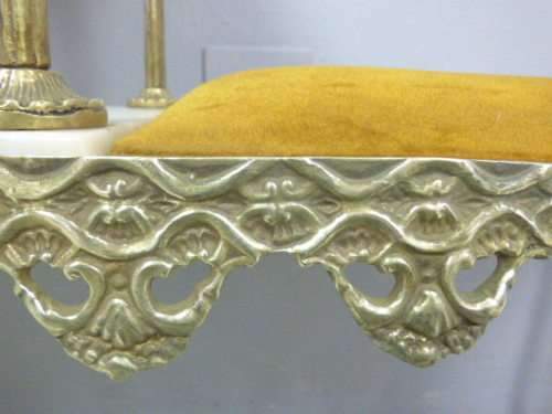 A SUPERB VINTAGE QUEEN ANNE STYLE SOLID BRASS & MARBLE TELEPHONE TABLE IN GREAT CONDITION!!