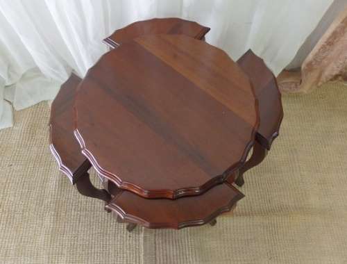 A FABULOUS ANTIQUE SOLID IMBUIA COFFEE TABLE "NEST" WITH A LARGER CENTRE AND FOUR SMALLER TABLES