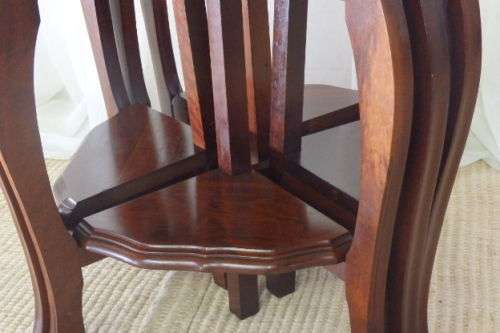 A FABULOUS ANTIQUE SOLID IMBUIA COFFEE TABLE "NEST" WITH A LARGER CENTRE AND FOUR SMALLER TABLES