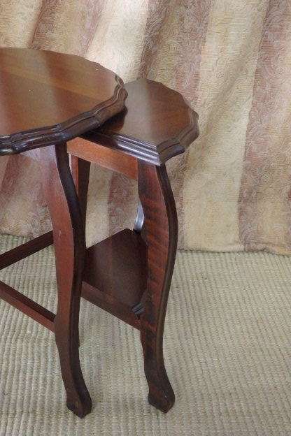 A FABULOUS ANTIQUE SOLID IMBUIA COFFEE TABLE "NEST" WITH A LARGER CENTRE AND FOUR SMALLER TABLES