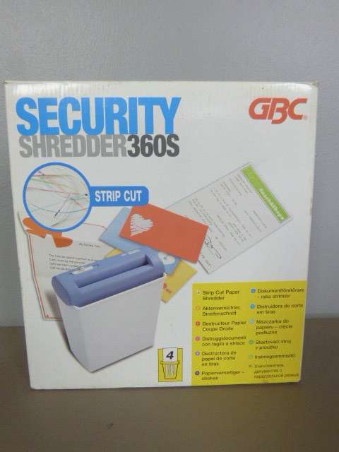 A FANTASTIC SECURITY 360S PAPER SHREDDER, NEW IN THE BOX. HOME OR OFFICE USE!!