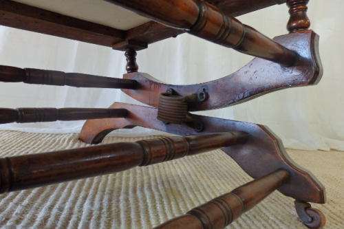A MAGNIFICENT ANTIQUE VICTORIAN TURNED BEECH WOOD "AMERICAN" MECHANICAL ROCKING CHAIR
