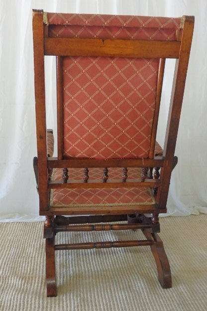 A MAGNIFICENT ANTIQUE VICTORIAN TURNED BEECH WOOD "AMERICAN" MECHANICAL ROCKING CHAIR