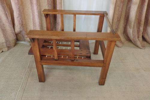 A WONDERFUL VINTAGE (LARGE) SOLID TEAK RIEMPIE CHAIR WITH WITH A FOLD-DOWN BACKTREST