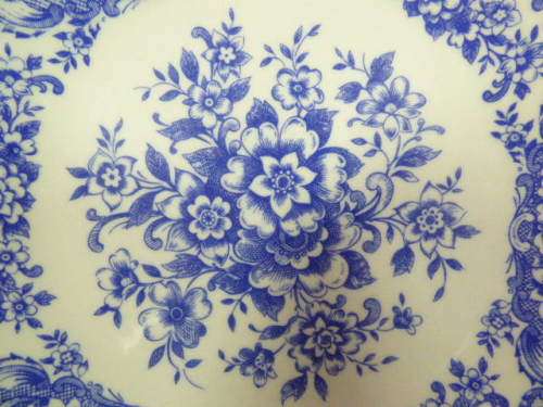 5 BEAUTIFUL CONSTANTIA FINE CHINA BLUE AND WHITE PORCELAIN DINNER PLATES!