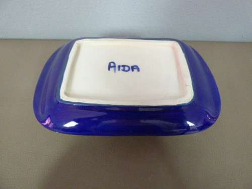 A FUNKY "HAND PAINTED" CERAMIC BUTTER DISH. AMAZING COLOURS TO BRIGHTEN UP YOUR SUMMER TABLE!!!