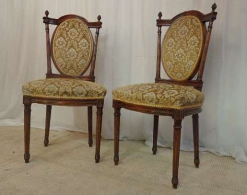 2x SPECTACULAR ANTIQUE ROSEWOOD CHAIRS WITH ROUND REEDED LEGS & UPHOLSTERED BACKRESTS bid/chair