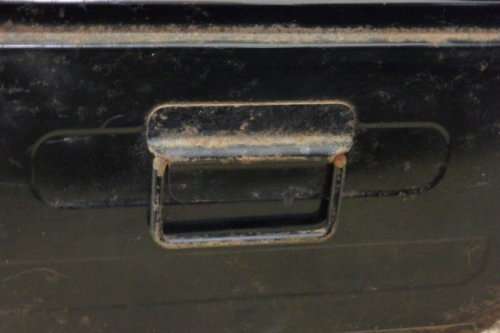 TWO STUNNING VINTAGE (c1970's) BLACK METAL TRAVEL TRUNKS WITH AMAZING CHARACTER bid/trunk
