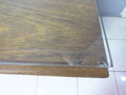 A FABULOUS VINTAGE 6 DRAWER SOLID TEAK DESK WITH A GLASS OVERLAY! GORGEOUS IN YOUR HOME OR OFFICE