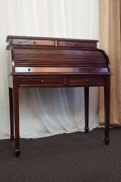 AN EXCEPTIONAL ROSEWOOD WRITING BUREAU w GORGEOUS BRASS INLAY PATTERNS & VELVET LINED DRAWERS!!
