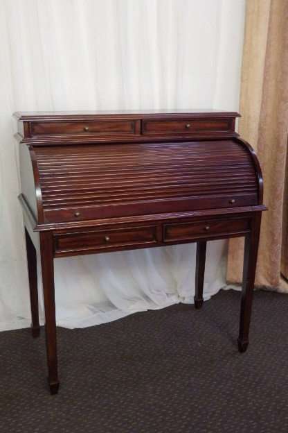 AN EXCEPTIONAL ROSEWOOD WRITING BUREAU w GORGEOUS BRASS INLAY PATTERNS & VELVET LINED DRAWERS!!