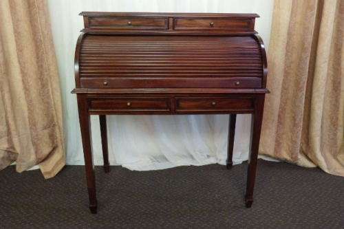 AN EXCEPTIONAL ROSEWOOD WRITING BUREAU w GORGEOUS BRASS INLAY PATTERNS & VELVET LINED DRAWERS!!