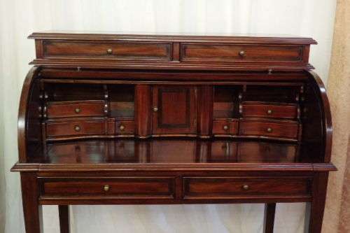 AN EXCEPTIONAL ROSEWOOD WRITING BUREAU w GORGEOUS BRASS INLAY PATTERNS & VELVET LINED DRAWERS!!