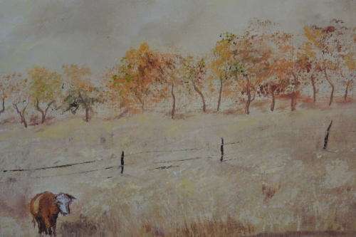 A FABULOUS FRAMED "ROSE O'CONNOR" OIL ON CANVAS OF A HERD OF CATTLE BEING LED TO A WATERING HOLE