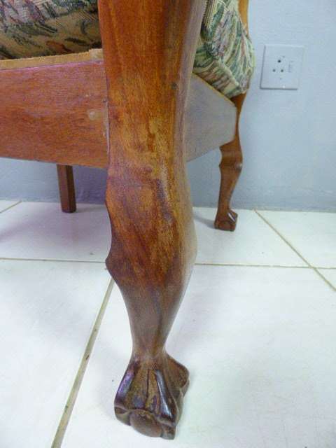 2 LOVELY, COMFORTABLE VINTAGE BALL & CLAW OAK ARM CHAIRS, FABULOUS AS OCCASIONAL CHAIRS! bid/chair