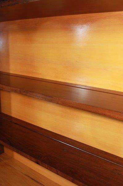 AN EXQUISITE AND VERY WELL MADE YELLOW WOOD AND IMBUIA BUFFET SERVER WITH AMPLE SPACE