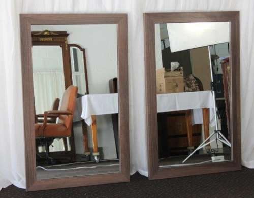 TWO FANTASTIC MODERN STYLED (LARGE) FRAMED WALL MIRRORS WITH HANGING BRACKETS ON THE BACK bid/mirror