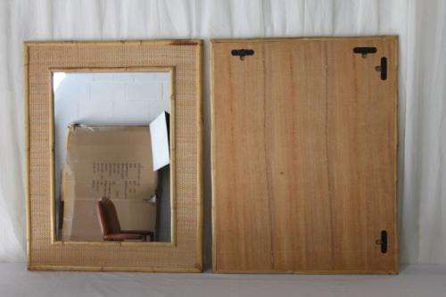 2x AWESOME CANE AND WICKER WALL MIRRORS IN AWESOME CONDITION - GREAT HOLIDAY HOME MIRRORS bid/mirror