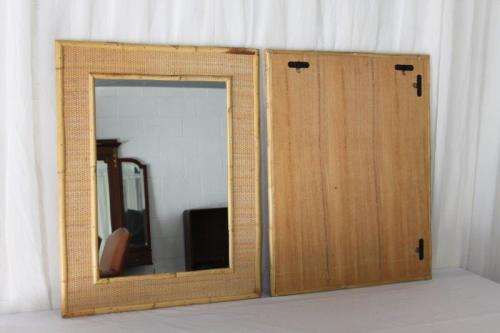 2x AWESOME CANE AND WICKER WALL MIRRORS IN AWESOME CONDITION - GREAT HOLIDAY HOME MIRRORS bid/mirror