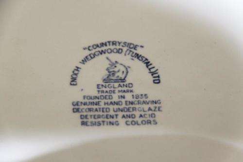 AN INCREDIBLE AND RARE ENOCH WEDGWOOD BLUE AND WHITE TRANSFER PRINT SANDWICH PLATE AND CUP SET