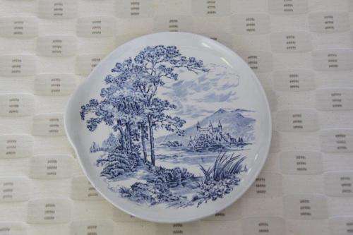 AN INCREDIBLE AND RARE ENOCH WEDGWOOD BLUE AND WHITE TRANSFER PRINT SANDWICH PLATE AND CUP SET